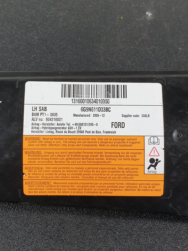 Airbag Banco Ford S-Max Esquerdo 6G9N611D33BC