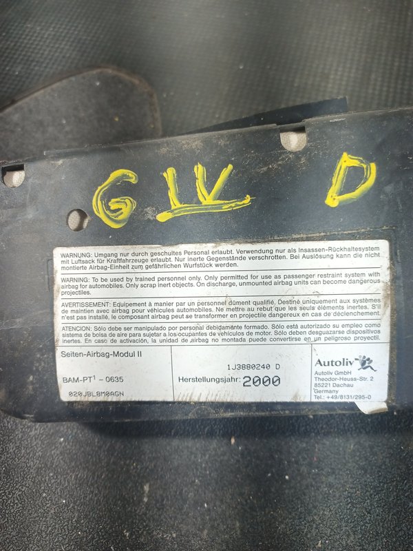 Airbag Banco Grupo VAG DIREITO 1J3880240D