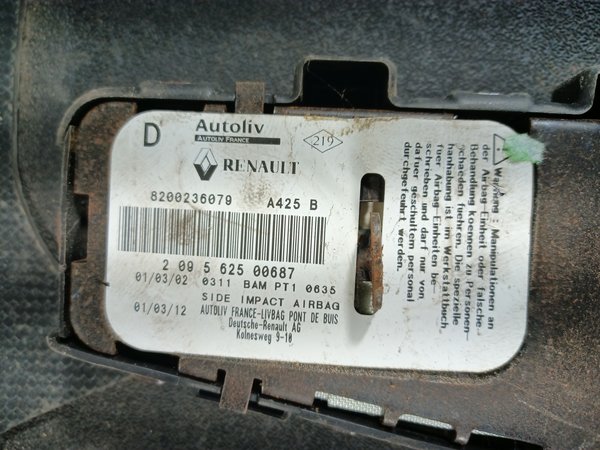 Airbag Banco RENAULT LAGUNA II DIREITO 8200236079