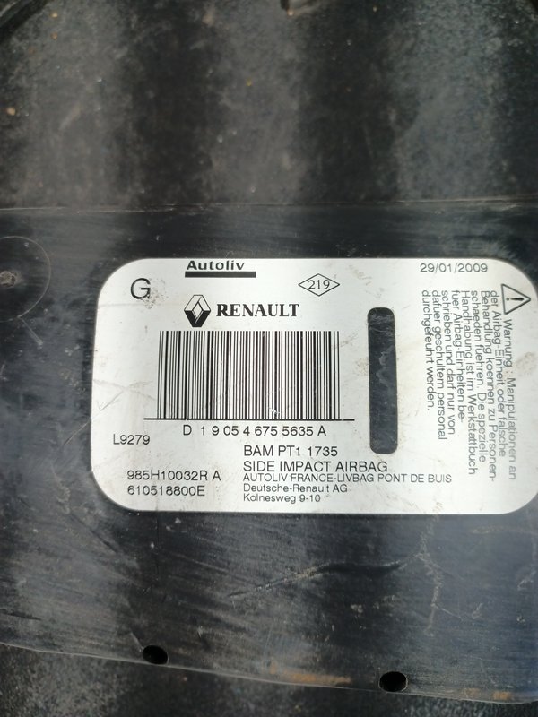 Airbag Banco RENAULT MEGANE III ESQUERDO 985H10032RA