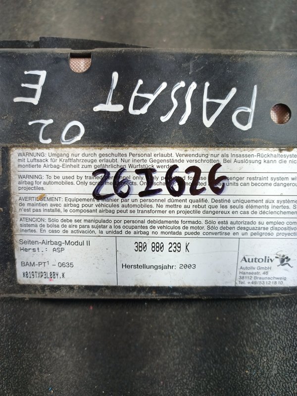 Airbag Banco VW PASSAT B5 ESQUERDO 3B0880239K