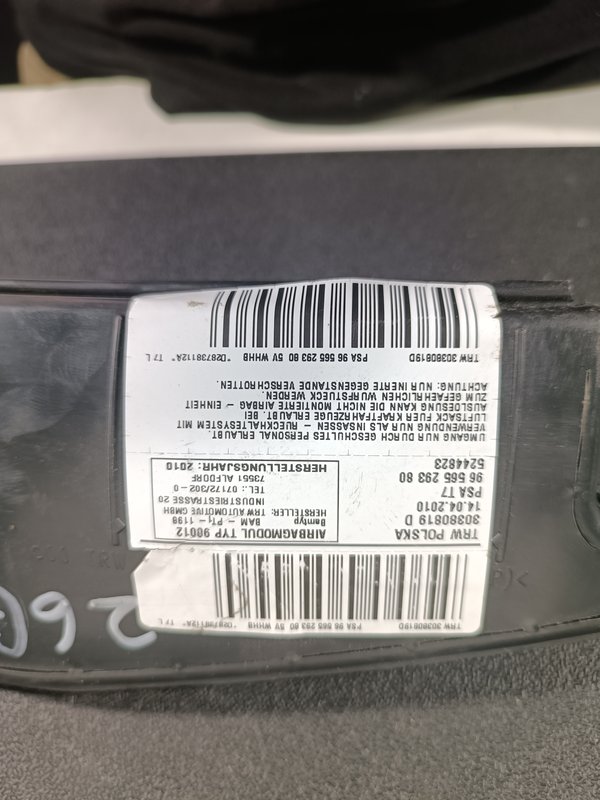 Airbag Banco Peugeot 308 SW I Direito 9656529380