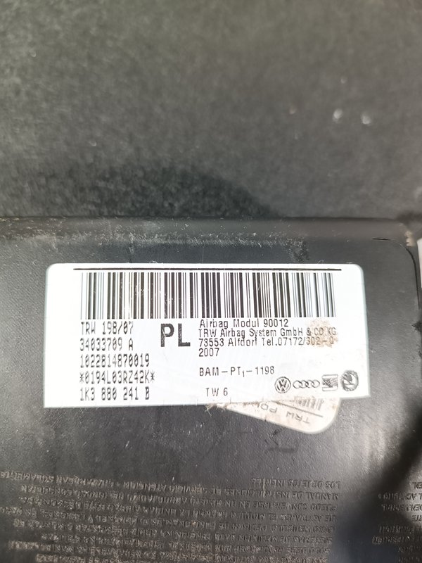 Airbag Banco Volkswagen Golf V Esquerdo 1K3880241B