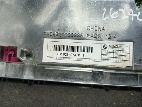 Display Radio BMW S5 F11 5R PRETA 928497401H