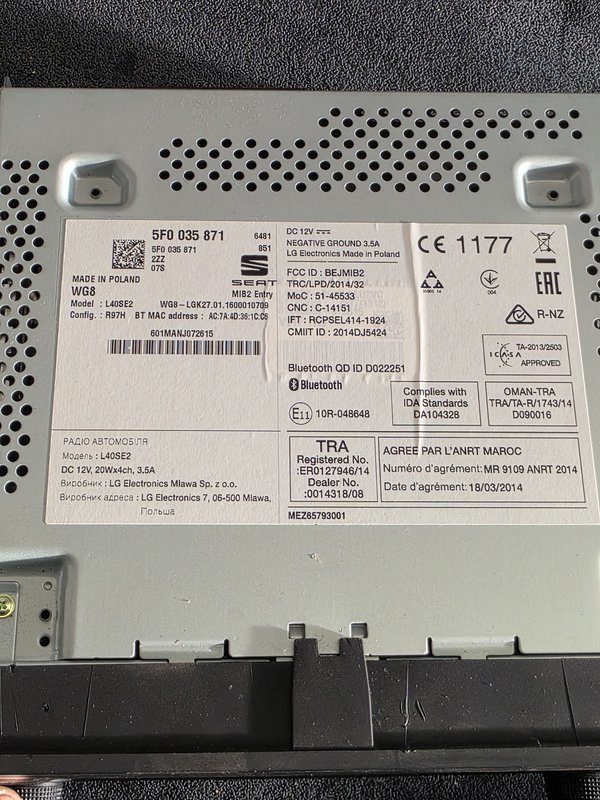 Radio Seat Ibiza 6J 5F0035871