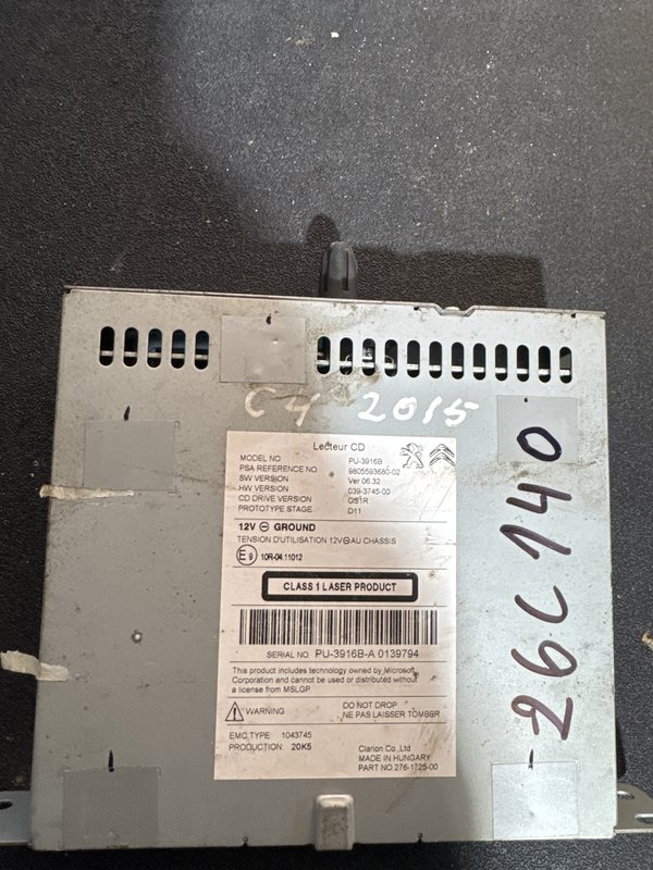 Radio Citroen Peugeot 9805593680-02