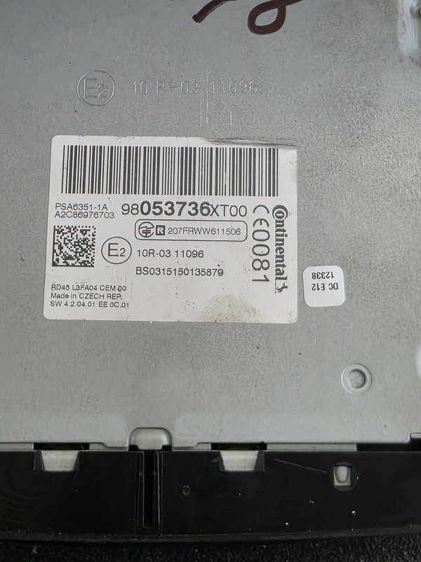 Radio PSA continental 98053736XT00