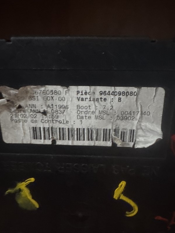 BSI Citroen Peugeot 307 9636760580F