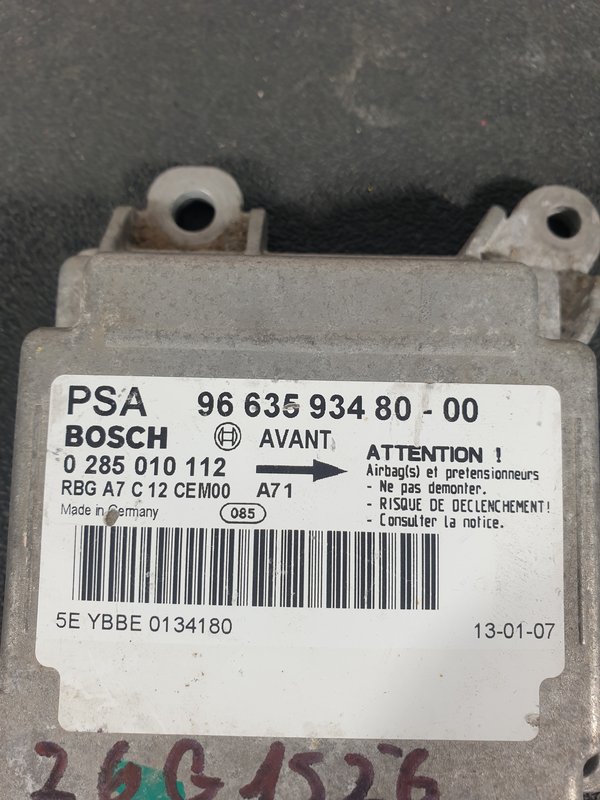 Centralina Airbags Peugeot 207 9663593480