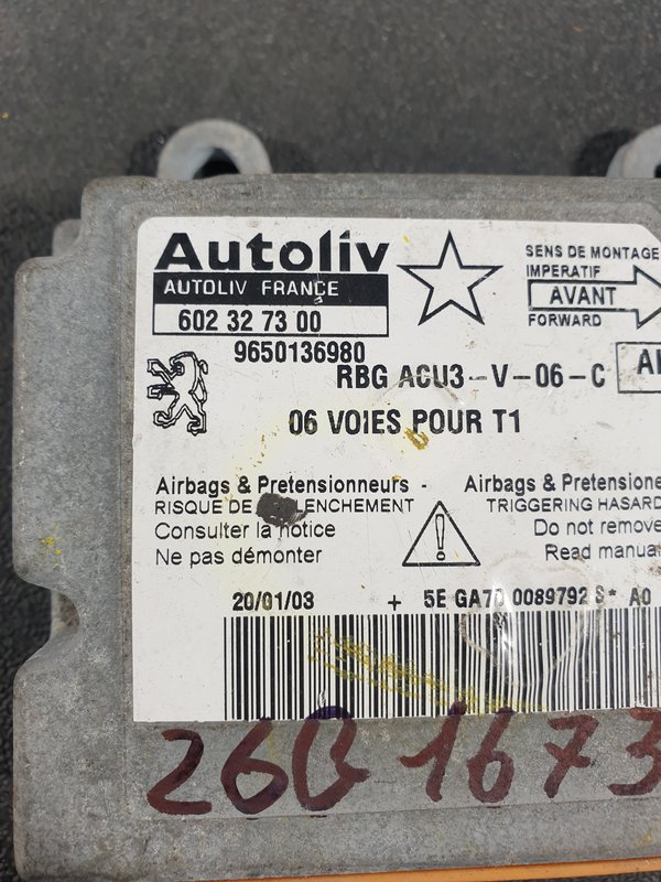 Centralina Airbags Peugeot 206 9650136980