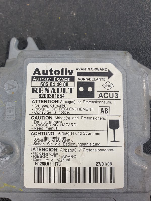 Centralina Airbags Renault Kangoo 8200381654