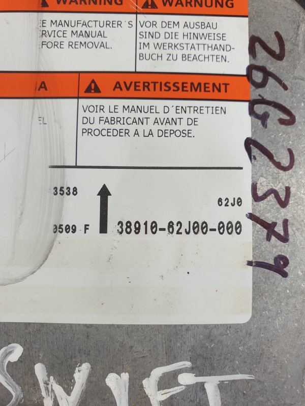 Centralina Airbags SUZUKI SWIFT III 3891062J00000