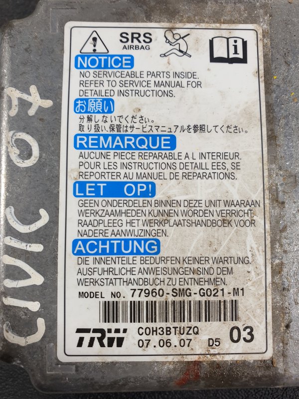 Centralina Airbags HONDA CIVIC VIII 77960SMGG021M1