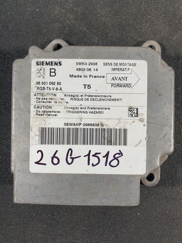Centralina Airbags Peugeot 307 9650109280