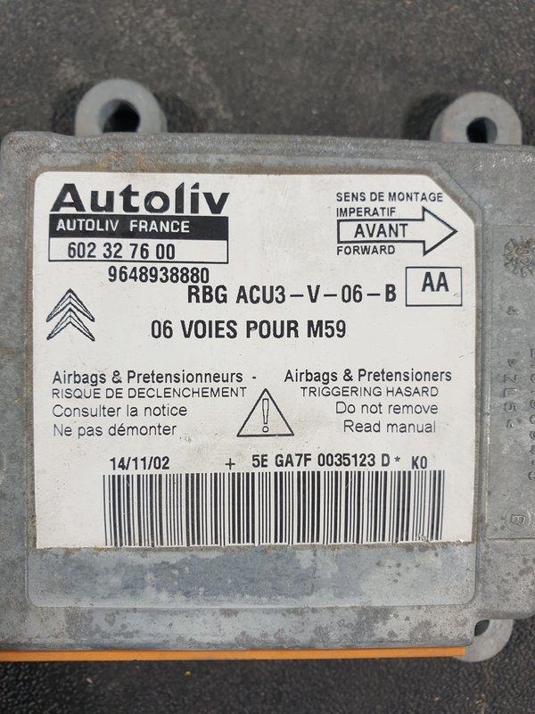 Centralina Airbags Citroen Berlingo II 9648938880